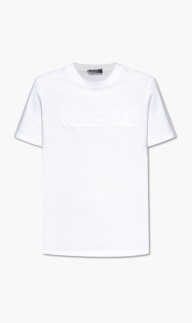 T-SHIRT VERSACE FRINGED LOGO EMBROIDERY COTTON JERSEY
