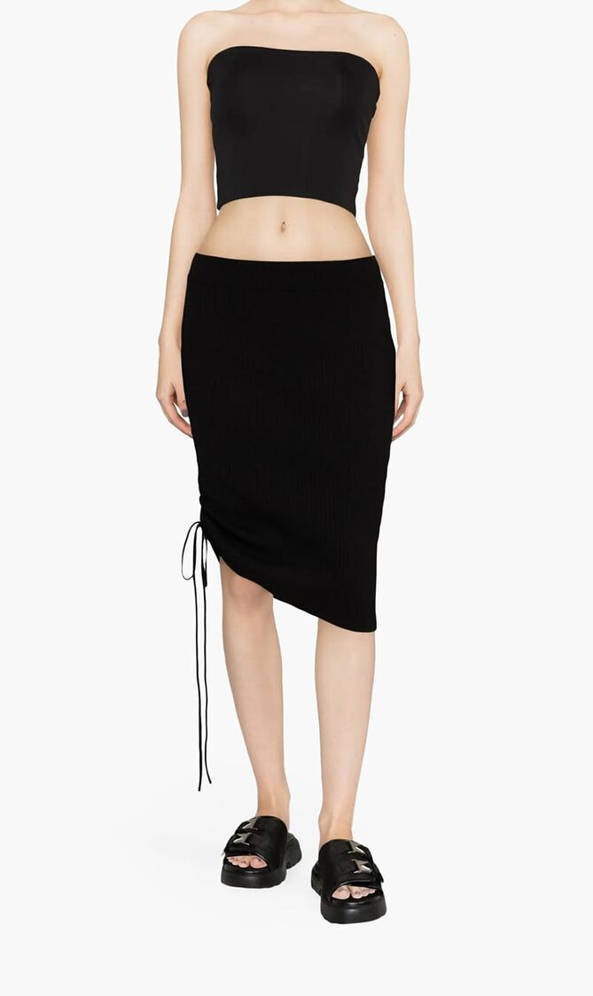 VANISE LACE UP MIDI SKIRT BLACK NO COLOR VANISE LACE UP MIDI SKIRT BLACK NO COLOR