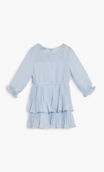 BLUE CHIFFON RUFFLE MINI DRESS