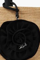 K SIGNATURE FLOWER RAFFIA TOTE