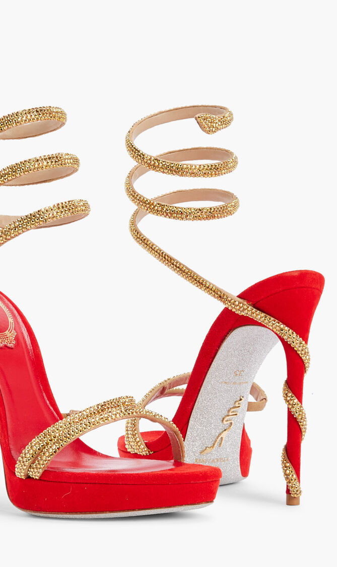 RED SUEDECMETALLIC SUNSHINE STRASS