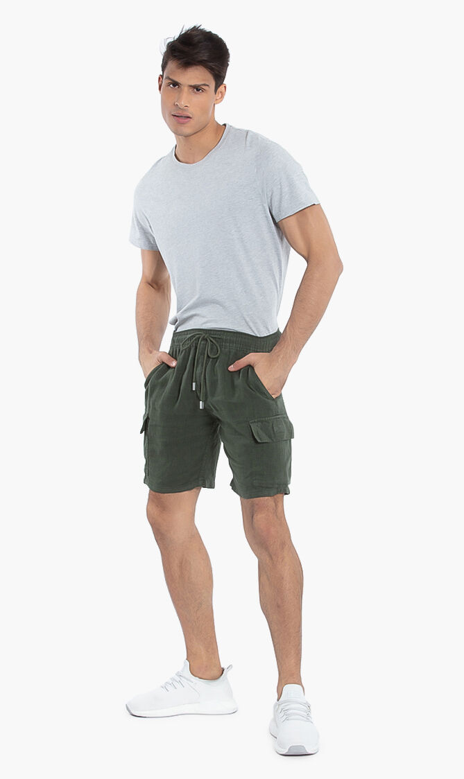 Forest Linen Pull On Shorts