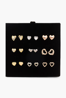 9 Heart Earrings Set