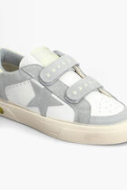 MAY SCHOOL LEATHER AND SUEDE UPPER SUEDE TOE AND STAR LEATHER HEEL