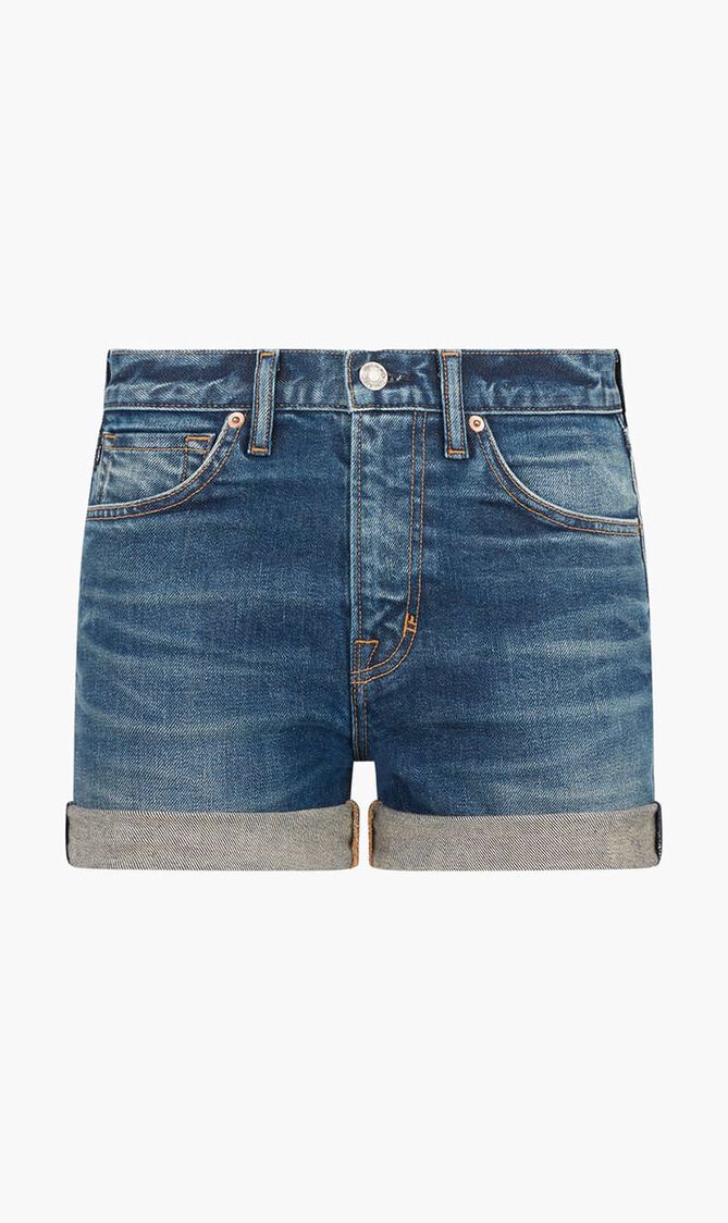 Stone Washed Denim Shorts
