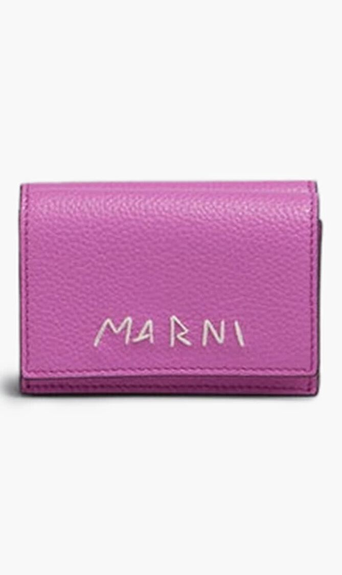 Pink Leather Trifold Wallet With Marni Mending