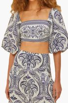 BLUE TROPICAL CAMEO OFF WHITE BLOUSE