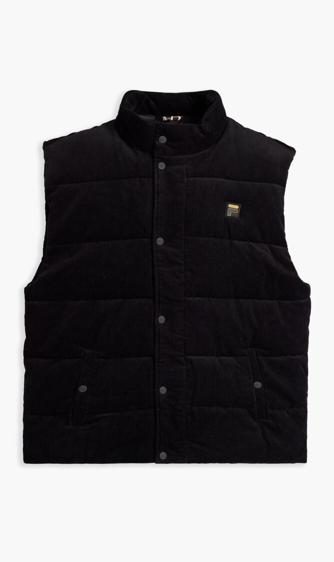 BRIO CORD PUFFA GILET WITH GEO PATTERN