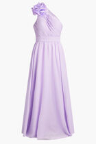 POLKA DOT RUFFLED ONE SHOULDER GOWN