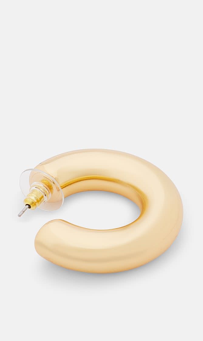1.5X1.5 POLISHED GOLD C SHAPE TUBE HOOP POST EARRING