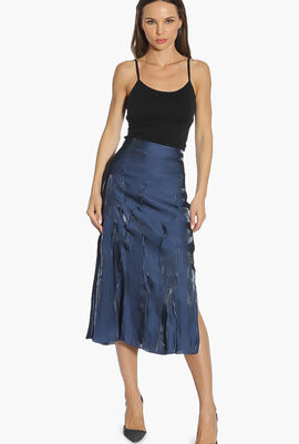 Pleated Textured Midi Skirt