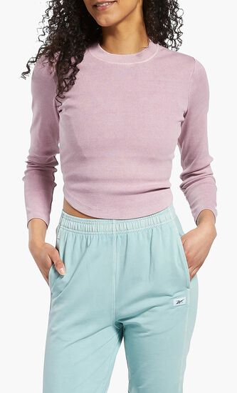 Dye Ribbed Long Sleeve Wrap Top