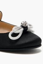 DOUBLE BOW BLACK SATIN MINI BALLERINA