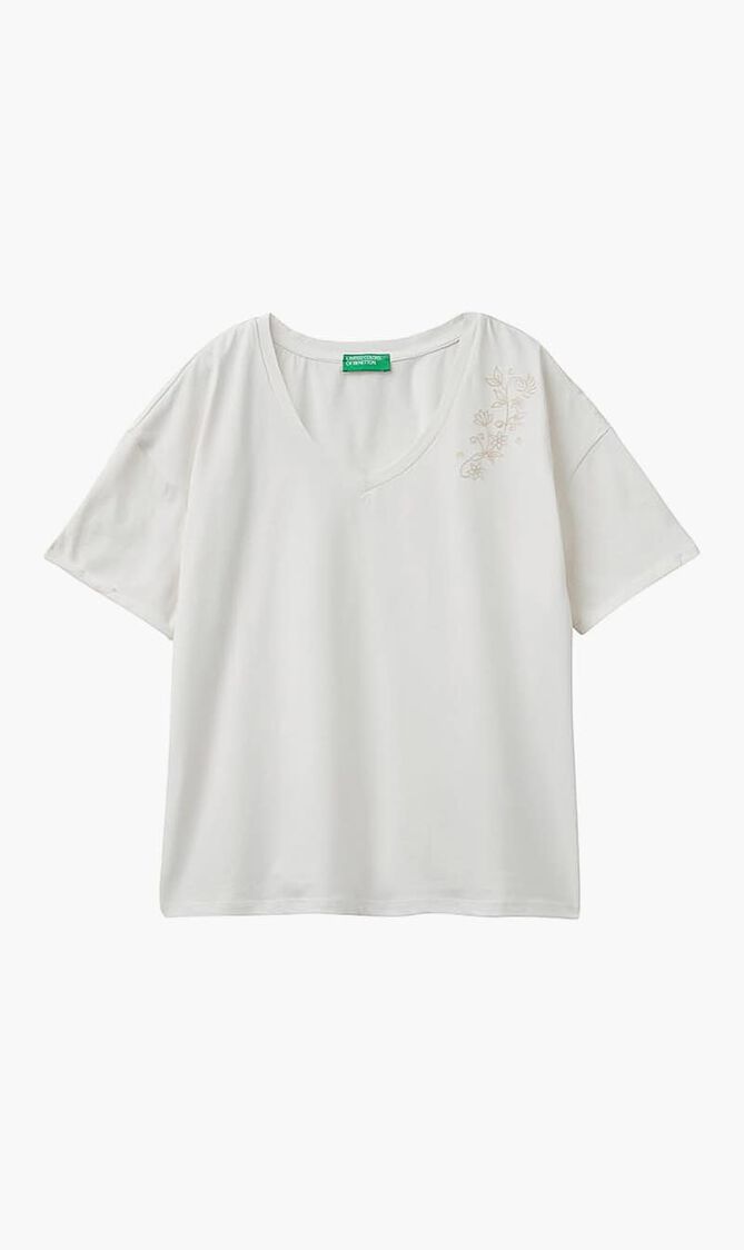 T-shirt with Floral Embroidery
