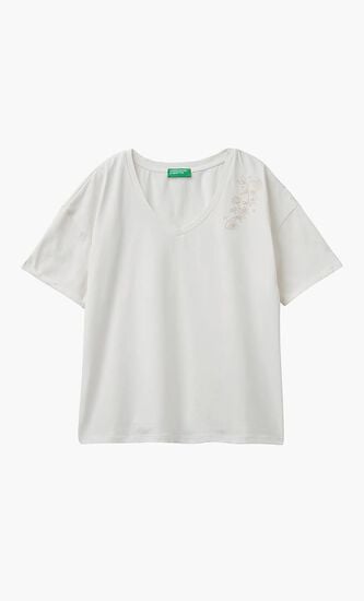 T-shirt with Floral Embroidery