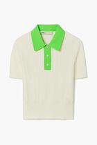 COTTON POINTELLE POLO SWEATER
