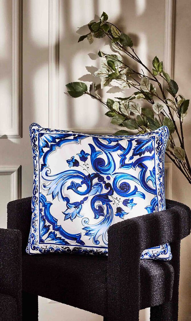 Blu Mediterraneo Fiore Piccolo Silk Twill Pillow