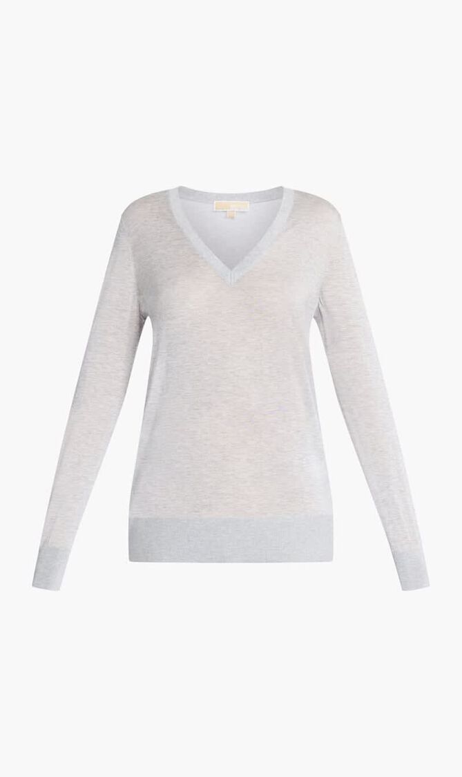 Silk Blend V Neck Sweater