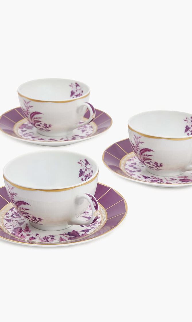 Tea Cup & Saucer Pink Set Of 4