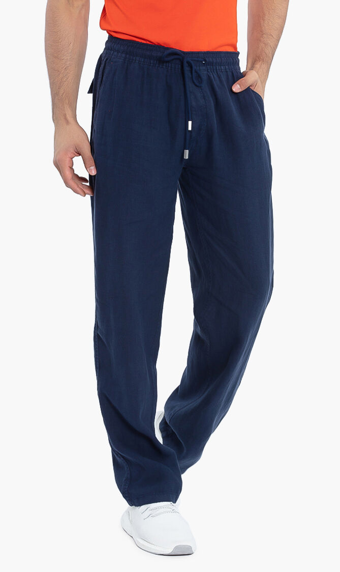 Solid Linen Drawstring Pants