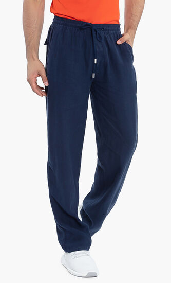 Solid Linen Drawstring Pants