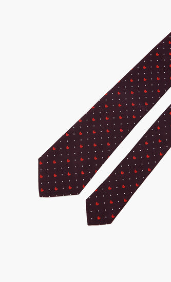 Heart Print Silk Tie