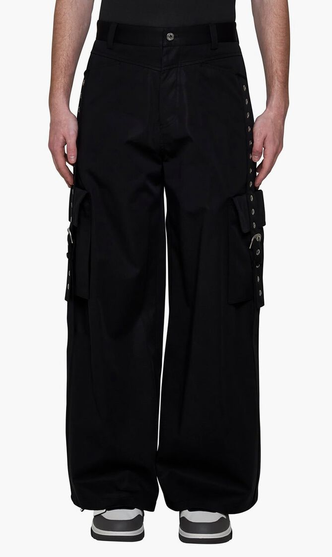 BUCKLES COT CARGO PANT BLACK NO COLOR BUCKLES COT CARGO PANT BLACK NO COLOR