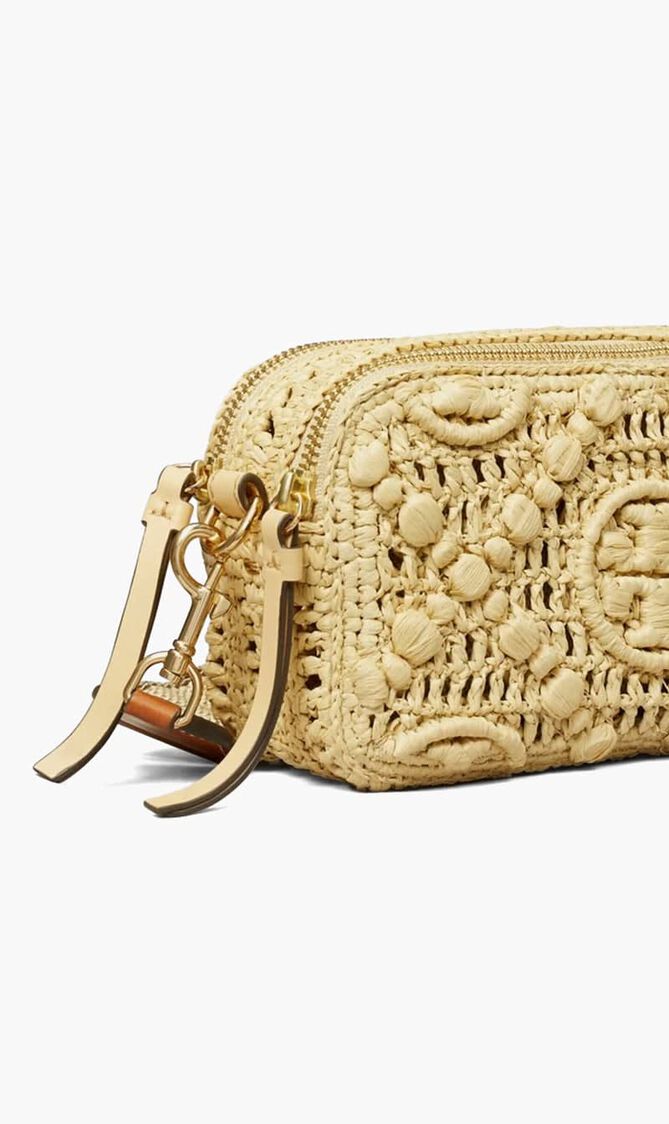 T Monogram Mini Miller Raffia Crossbody Bag