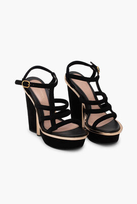 Suede Strappy Wedge Sandals
