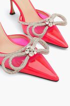 DOUBLE BOW PINK FLUO PVC MULES 85MM