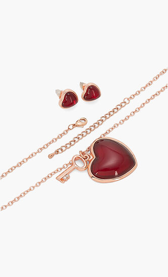 Heart Pendant Necklace and Earrings Set