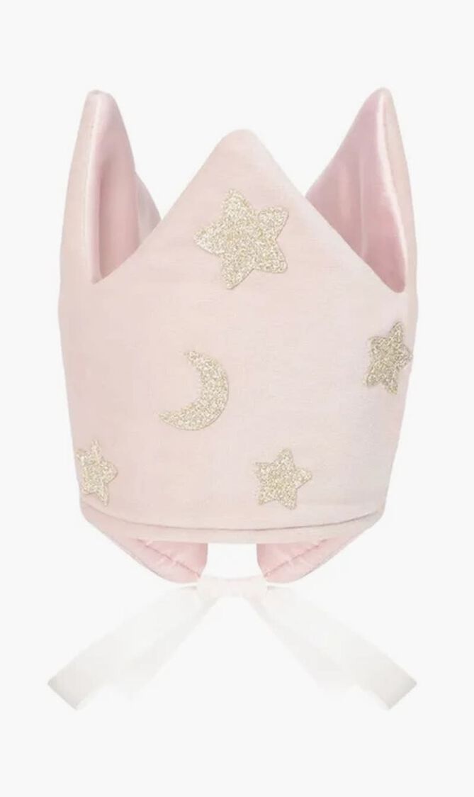 CROWN PINK VELVET STARS & MOON CROWN