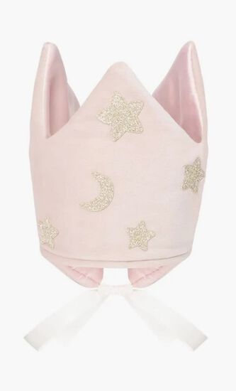 CROWN PINK VELVET STARS & MOON CROWN