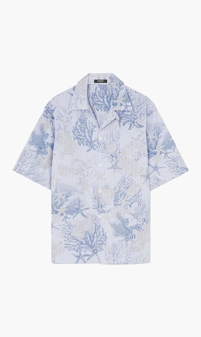 INFORMAL SHIRT STRIPED POPLIN WITH ALL OVER LA VACANZA PRINT