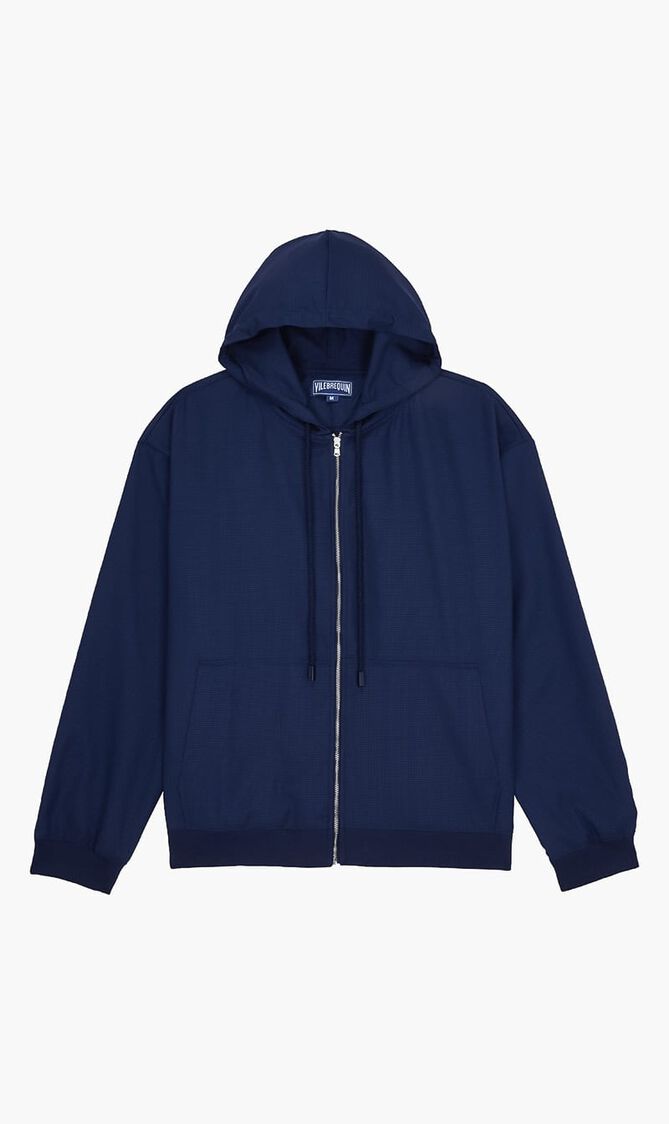 Wool Jacquard Turtle Zip Hoodie