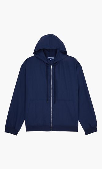 Wool Jacquard Turtle Zip Hoodie