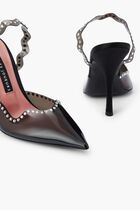 Pvc Sling-Back High Heel+Crystal