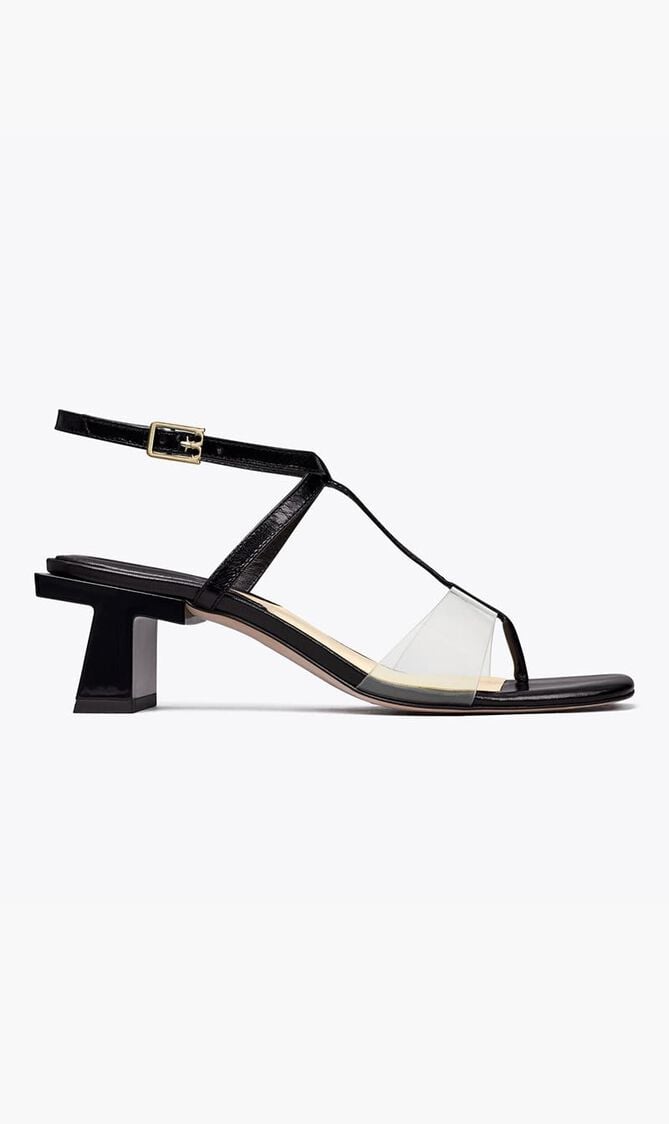 Strappy Lucite Heel Sandal