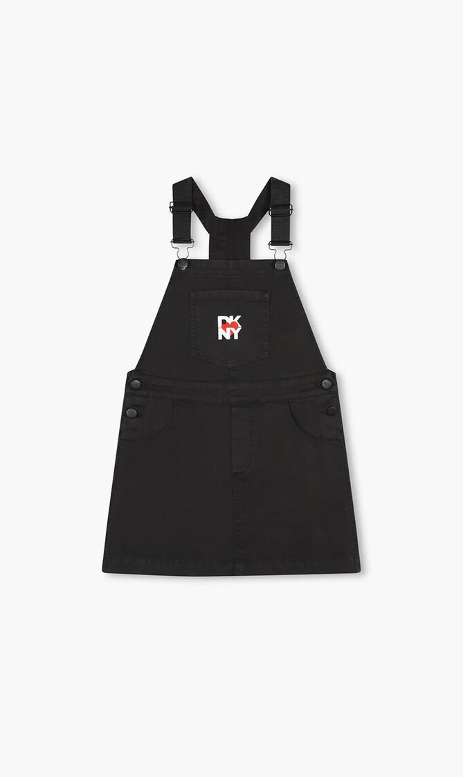 Logo Embroidered Denim Dungaree Dress