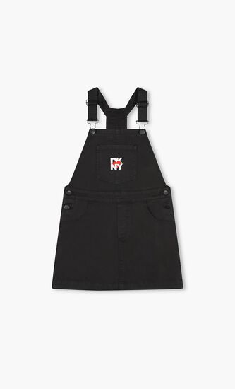 Logo Embroidered Denim Dungaree Dress
