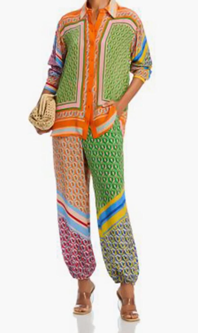 Cashew Mixed Scarf Print Joggers Cashew Mixed Scarf Print Joggers