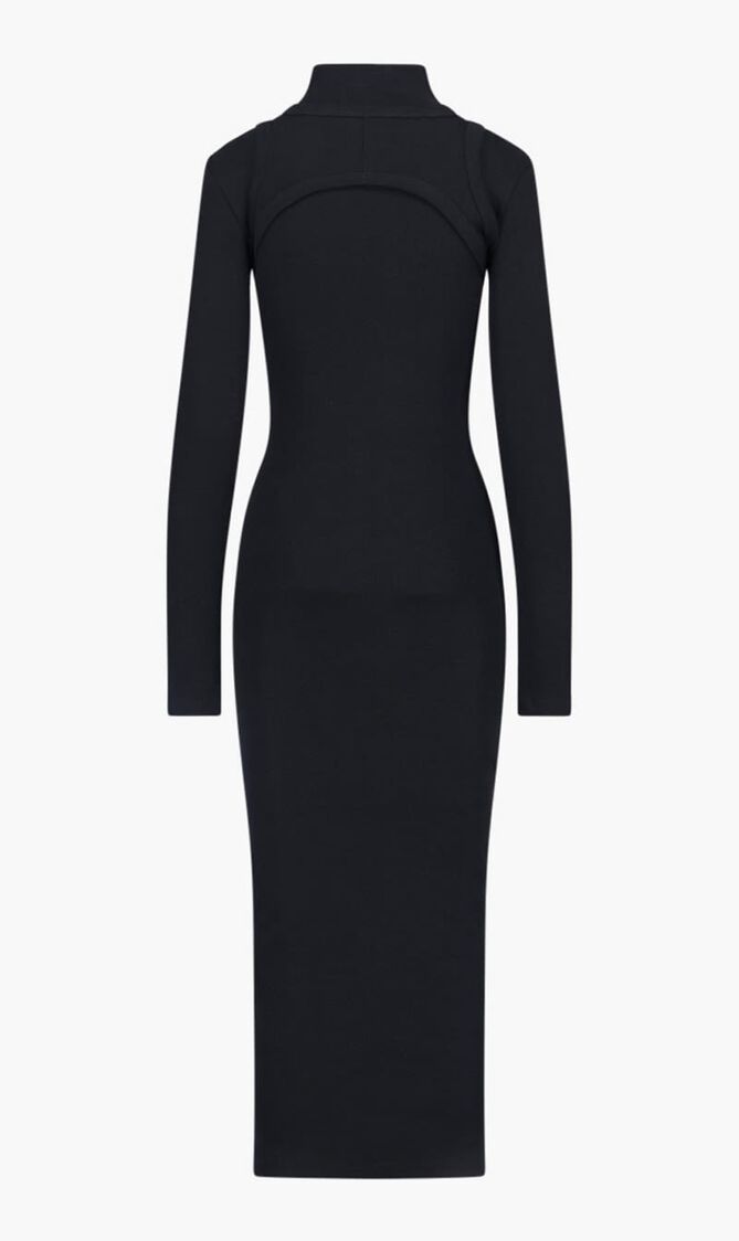 OFF STAMP RIB ROUND LONG DRES BLACK WHIT