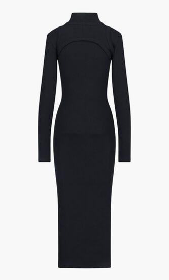 OFF STAMP RIB ROUND LONG DRES BLACK WHIT