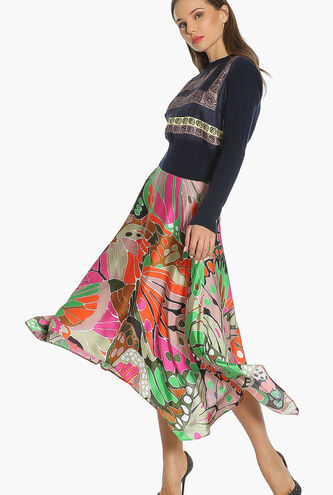 Printed Asymmetric Skirt