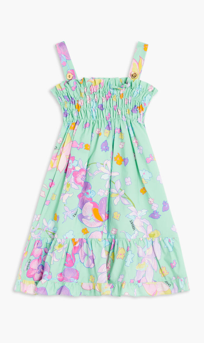 BG DRESS MIDI SL SHIRRED PPLN AO ORCHID