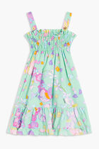 BG DRESS MIDI SL SHIRRED PPLN AO ORCHID