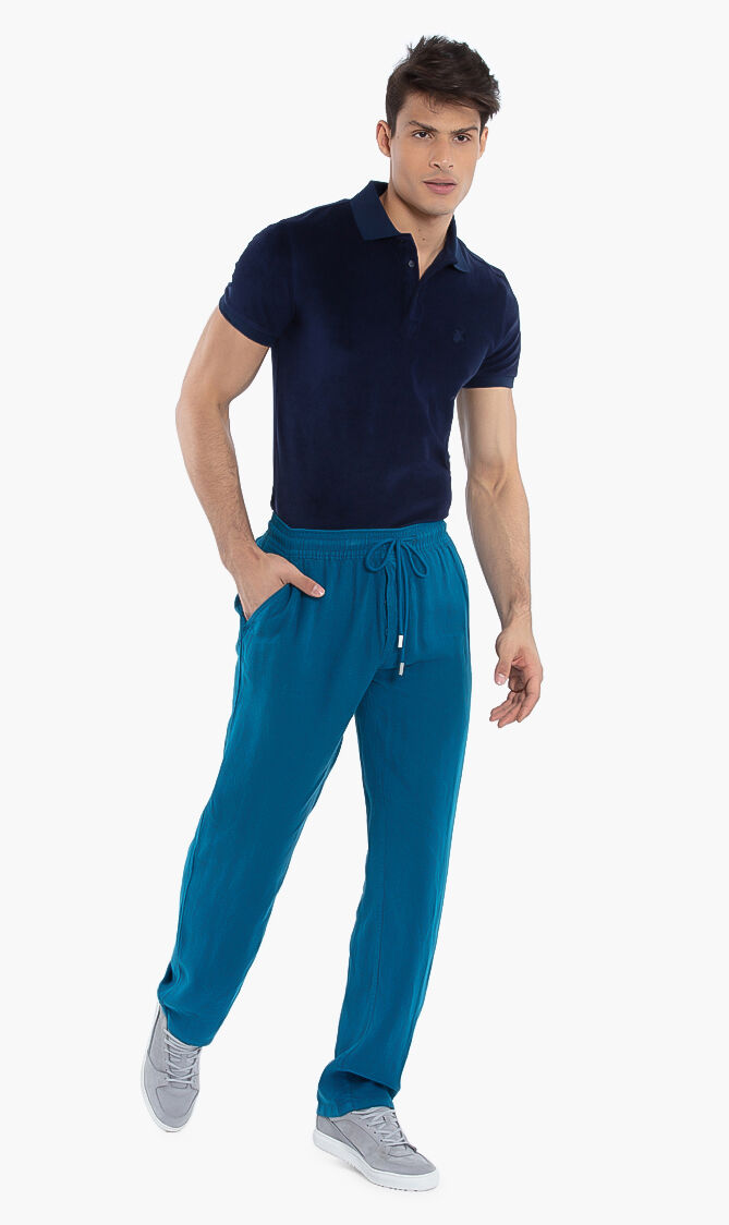 Solid Linen Drawstring Pants
