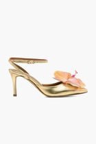 FLOWER GOLD LEATHER PUMPS