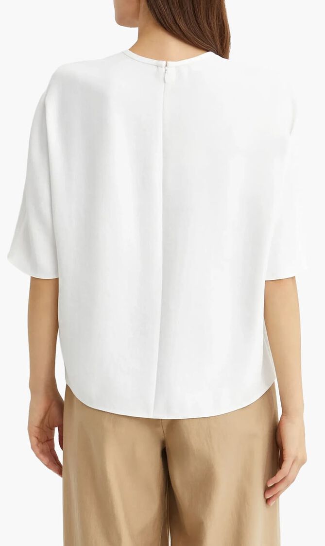 Satin-Trimmed Crepe T-Shirt