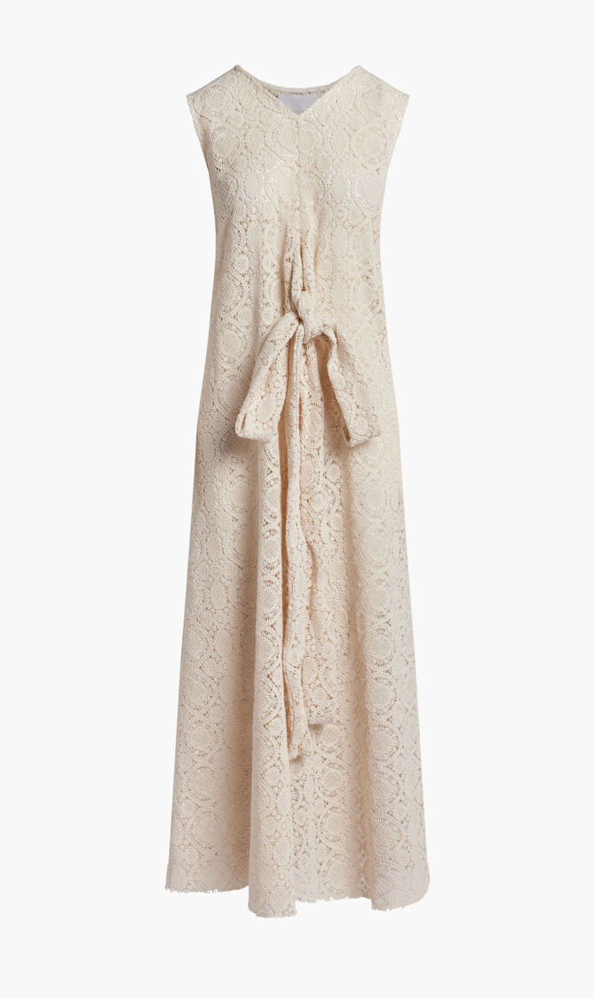2 PIECE SET SILK ORGANZA TOP WITH SLEEVES EMBROIDERY & CROCHET WRAP DRESS UNDERNEATH